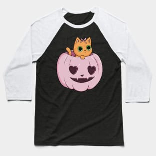 pink pumpkin orange cat heart halloween coquette dollette Baseball T-Shirt